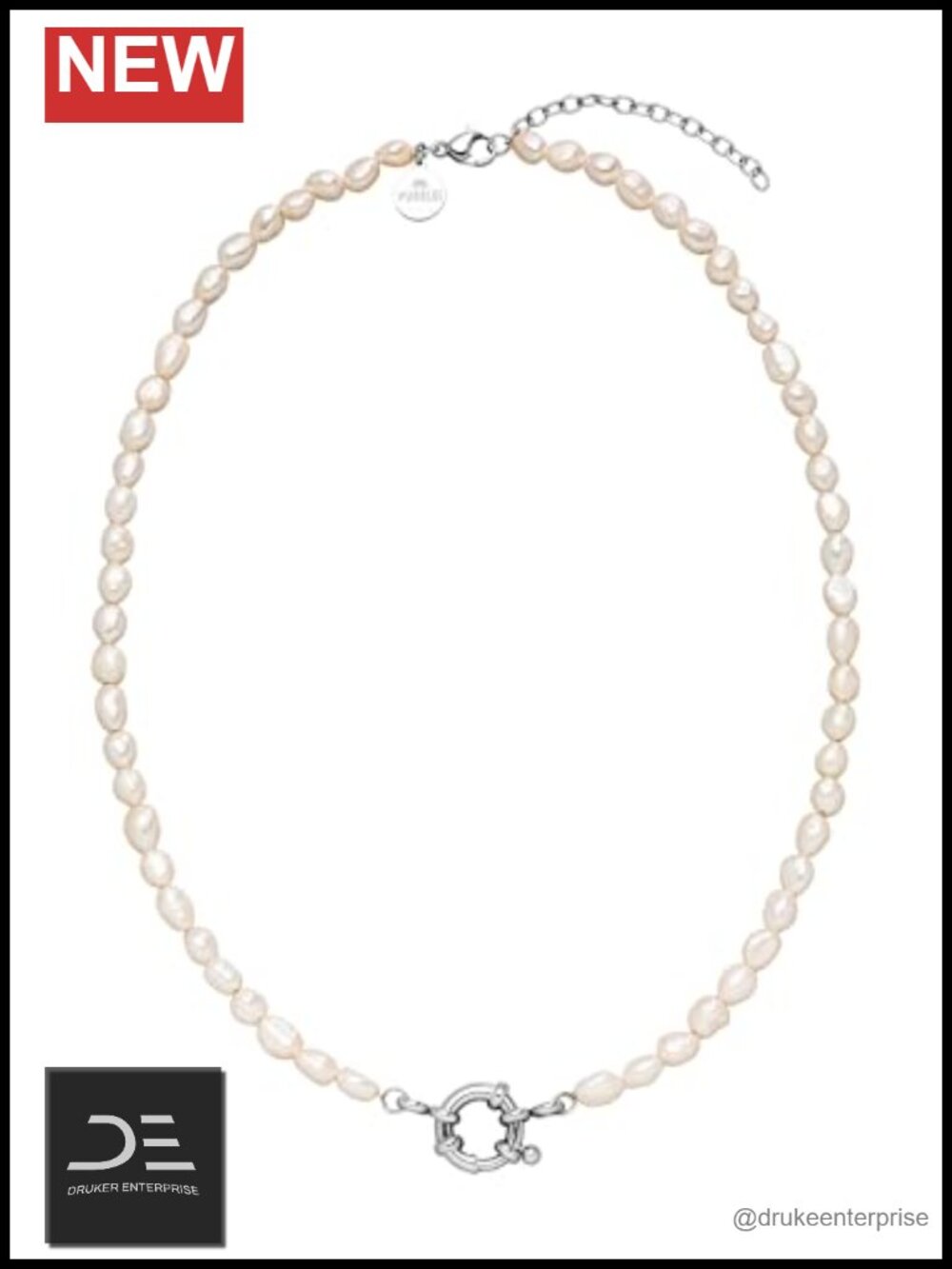 14K Gold Plated Stainless Steel Pearl Pendant Necklace Women Elegant Charm
